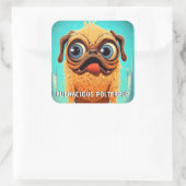 Grappig monster hond: strijdlustige polterpup vierkante sticker (Tas)