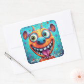 Grappig monster hond: Vreselijk hondenbeest Vierkante Sticker (Envelop)