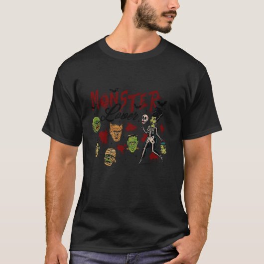 Grappig Monster Lover Vampire Frankenstein Hal T-shirt (Voorkant)