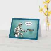 Grappig Monster Mummie Kaart (Gele Bloem)