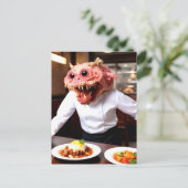 Grappig Monster Ober Briefkaart (Staand voorkant)