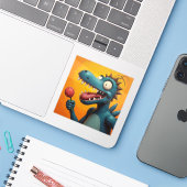 Grappig Monster - Originele Osaka Kunst Sticker (Laptop met iPhone)