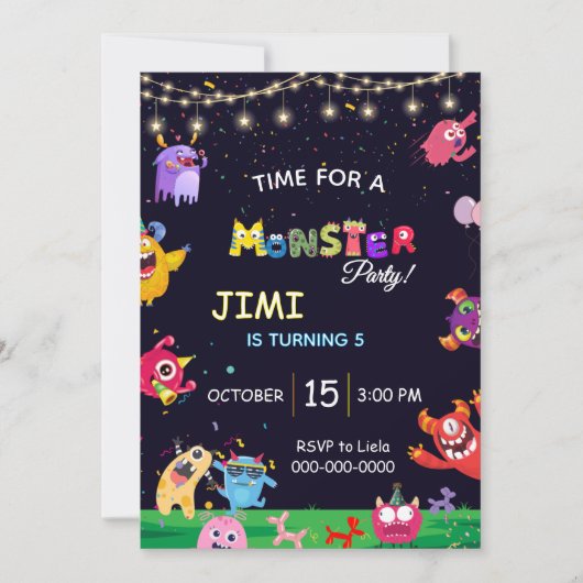 Grappig Monster party kids Verjaardag Uitnodiging (Voorkant)