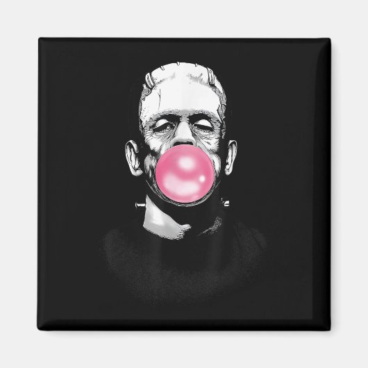 Grappig monster van Frankenstein blaast een bubbel Magneet (Voorkant)