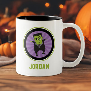 Grappig monster van Frankenstein Halloween Tweekleurige Koffiemok