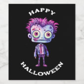 Grappig monster van Frankenstein Happy Halloween Wijn Etiket (Enkel label)