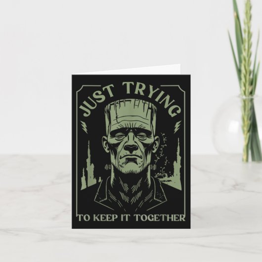 Grappig monster van Frankenstein probeert het gewo Kaart (Voorkant)