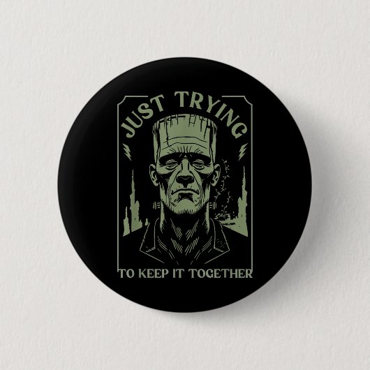 Grappig monster van Frankenstein probeert het gewo Ronde Button 5,7 Cm (Voorkant)