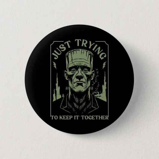 Grappig monster van Frankenstein probeert het gewo Ronde Button 5,7 Cm (Voorkant)