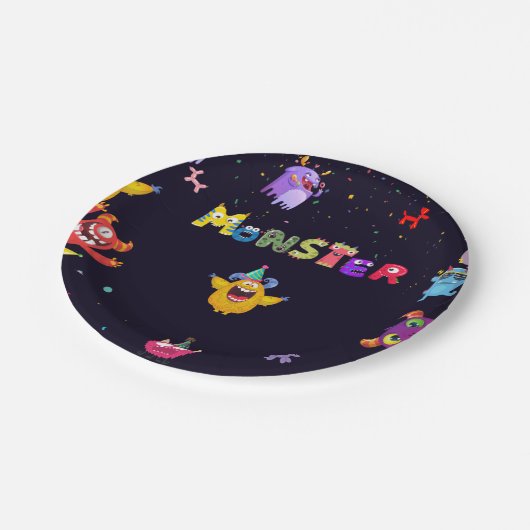 Grappig Monster Verjaardag Party Borden Papieren Bordje (Gekanteld)