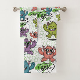 Grappig Monster Voetbal Kinderen Patroon Bad Handdoek