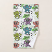 Grappig Monster Voetbal Kinderen Patroon Bad Handdoek (Handdoek)