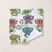 Grappig Monster Voetbal Kinderen Patroon Bad Handdoek (Wasdoekje)