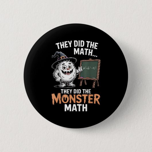 Grappig Monster Wiskunde Leraar Halloween Yeti Kos Ronde Button 5,7 Cm (Voorkant)
