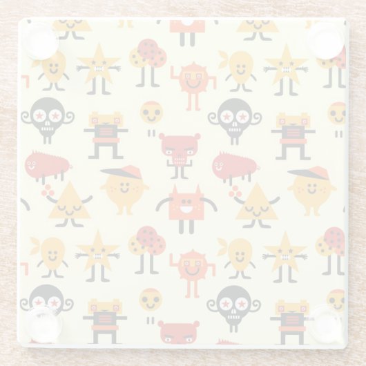 Grappig monsterpatroon glazen onderzetter (Achterkant)