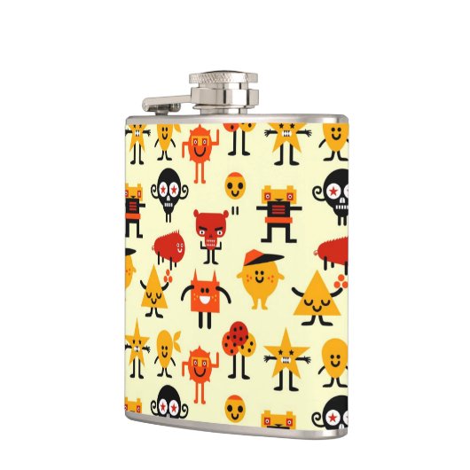 Grappig monsterpatroon heupfles (Links)