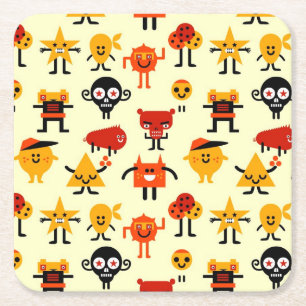 Grappig monsterpatroon kartonnen onderzetters