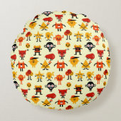 Grappig monsterpatroon rond kussen (Voorkant)