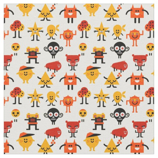 Grappig monsterpatroon stof (Close Up)