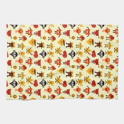 Grappig monsterpatroon theedoek (Horizontaal)