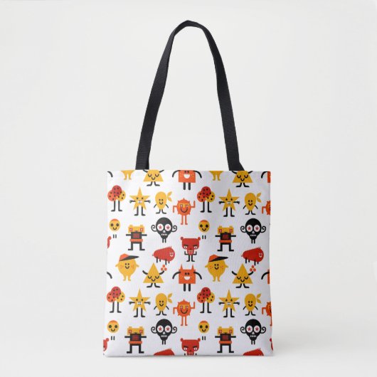 Grappig monsterpatroon tote bag (Voorkant)