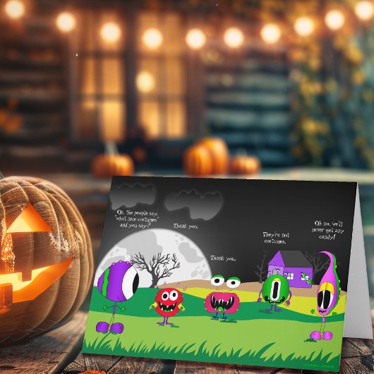 Grappig, Monsters, Halloween Kaart