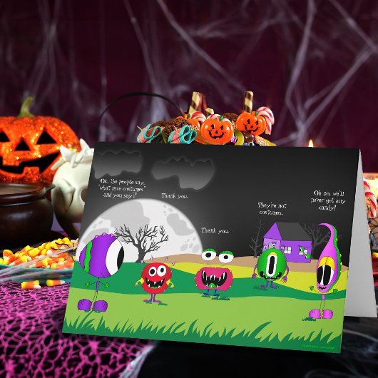 Grappig, Monsters, Halloween Kaart