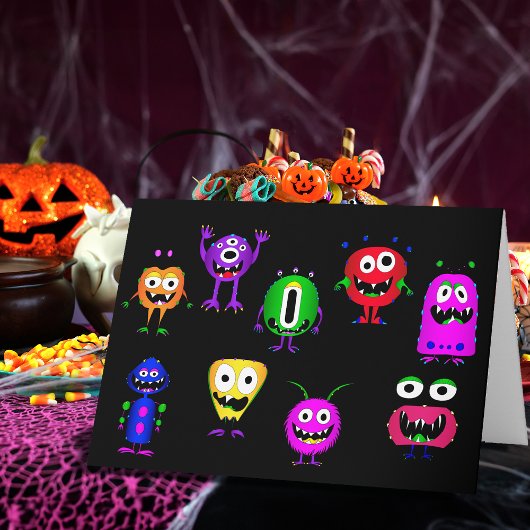 Grappig, Monsters, Halloween Kaart