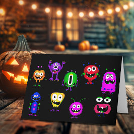 Grappig, Monsters, Halloween Kaart