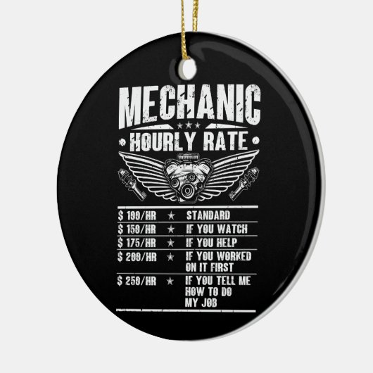 Grappig monteur uurtarief auto monteur arbeid keramisch ornament (Links)