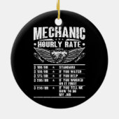 Grappig monteur uurtarief auto monteur arbeid keramisch ornament (Achterkant)