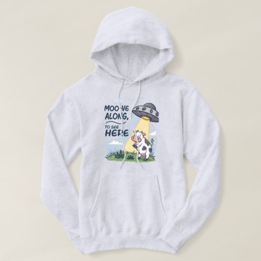Grappig "Moo-ve Along" UFO Koe Abduction T-shirt (Design voorkant)