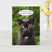 Grappig Moody Black Cat verjaardagskaart Kaart (Gele Bloem)