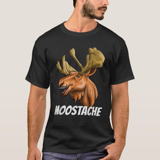 Grappig Moostache Dad Joke Dier Moose Snor Vet T-shirt (Voorkant)