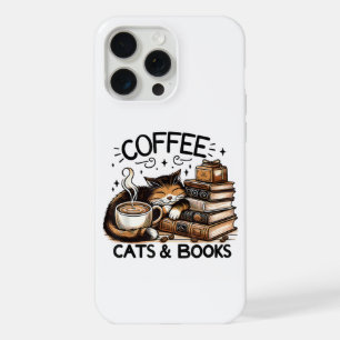 Grappig Moppig Koffie Katten Boeken Liefhebber Cad iPhone 15 Pro Max Case