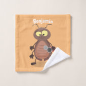 Grappig mops kakkerlak cartoon personage bad handdoek (Wasdoekje)