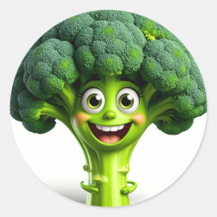 Grappig Mopshond Broccoli Karakter Vibes 🥦✨ Geluk Ronde Sticker
