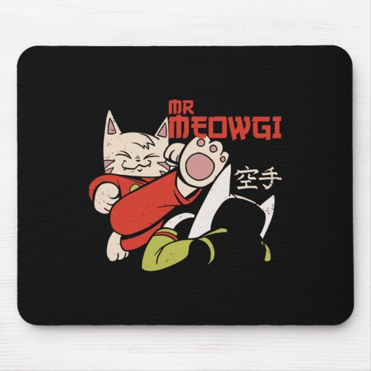 Grappig Mr Meowgi Karate Cat Meow Design Mannen Vr Muismat (Voorkant)