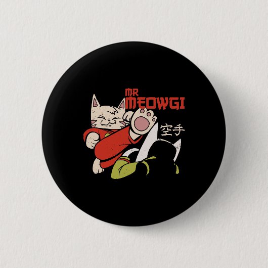 Grappig Mr Meowgi Karate Cat Meow Design Mannen Vr Ronde Button 5,7 Cm (Voorkant)
