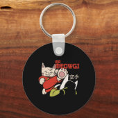 Grappig Mr Meowgi Karate Cat Meow Design Mannen Vr Sleutelhanger (Voorkant)