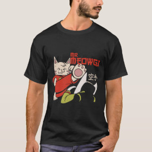 Grappig Mr Meowgi Karate Cat Meow Design Mannen Vr T-shirt