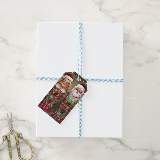 Grappig Mr. & Mrs. Christmas Cadeaulabel (Met Touw)