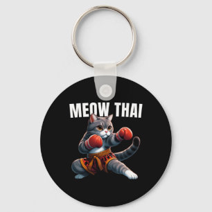 Grappig Muay Thai Cat Meow Thais Boksen Martial Ar Sleutelhanger