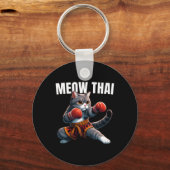 Grappig Muay Thai Cat Meow Thais Boksen Martial Ar Sleutelhanger (Voorkant)