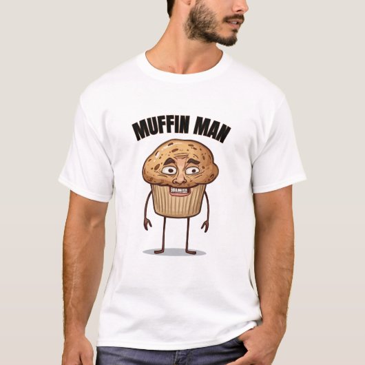 Grappig Muffin Man-ontwerp Brainrot-stijl t-shirt (Voorkant)