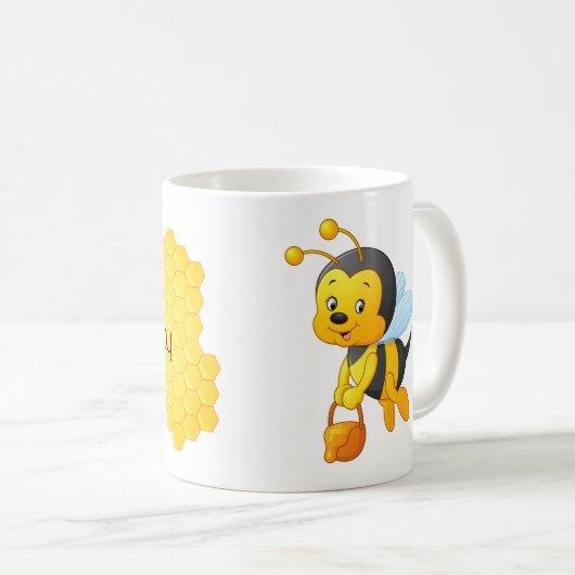 Grappig Mug - Bee Happy! Koffiemok (Voorkant rechts)