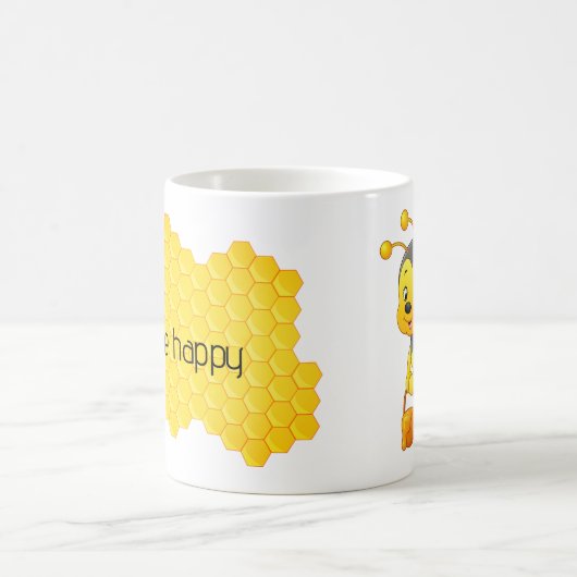 Grappig Mug - Bee Happy! Koffiemok (Center)