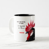 Grappig Mug-Rooster die koning van Zijne Castle Su Tweekleurige Koffiemok (Voorkant links)