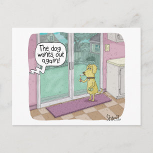Grappig Mug van een hond die buiten een rook wil. Briefkaart