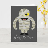 Grappig mummie zombie Halloween thema Kaart (Gele Bloem)